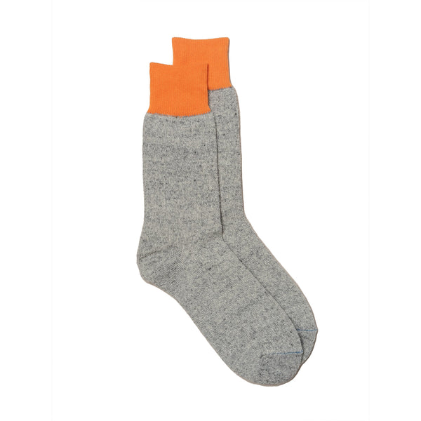 Rototo Double Face Crew Socks Silk L.Orange/Gray-Socks-Clutch Cafe