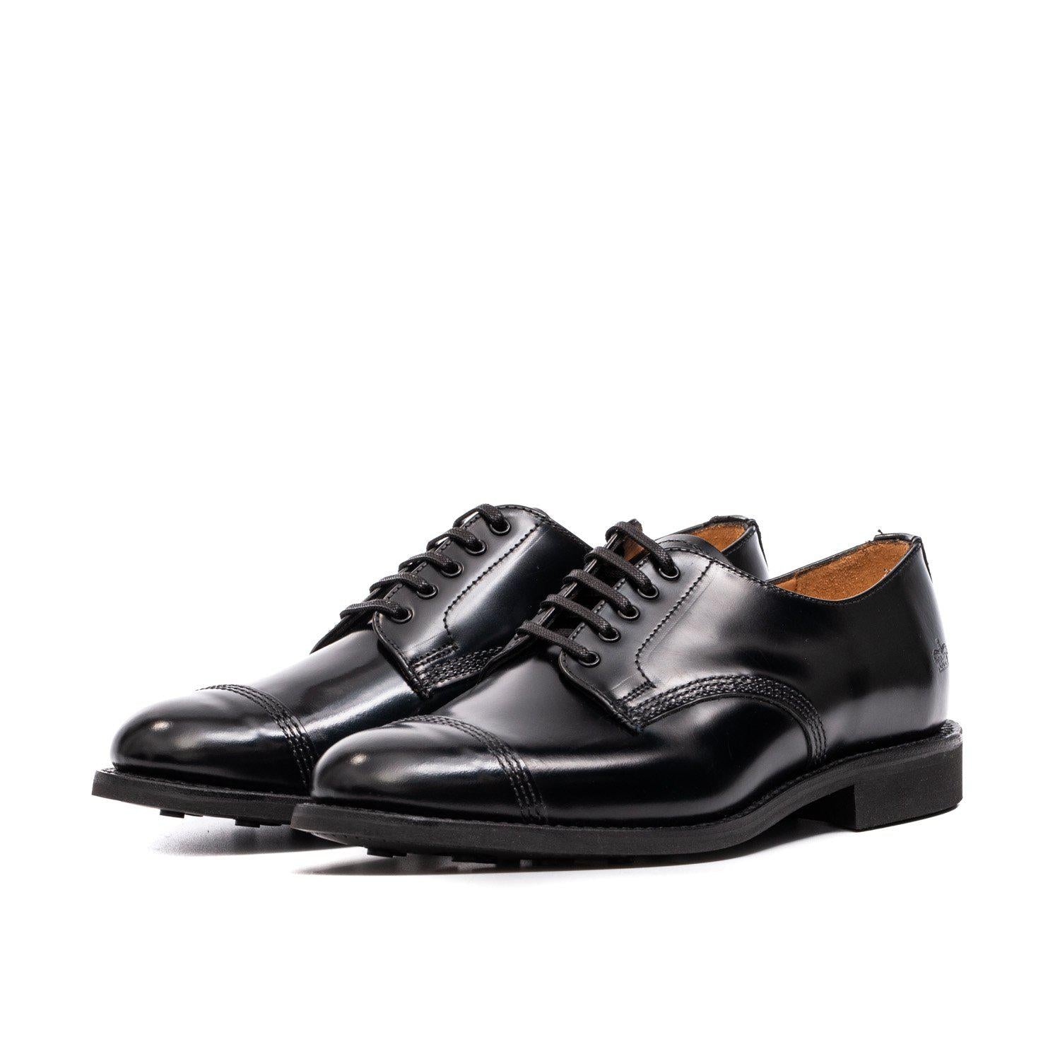 Sanders Japan Picusa Gibson Toe Cap Shoe Black 1128B-FOOTWEAR-Clutch Cafe