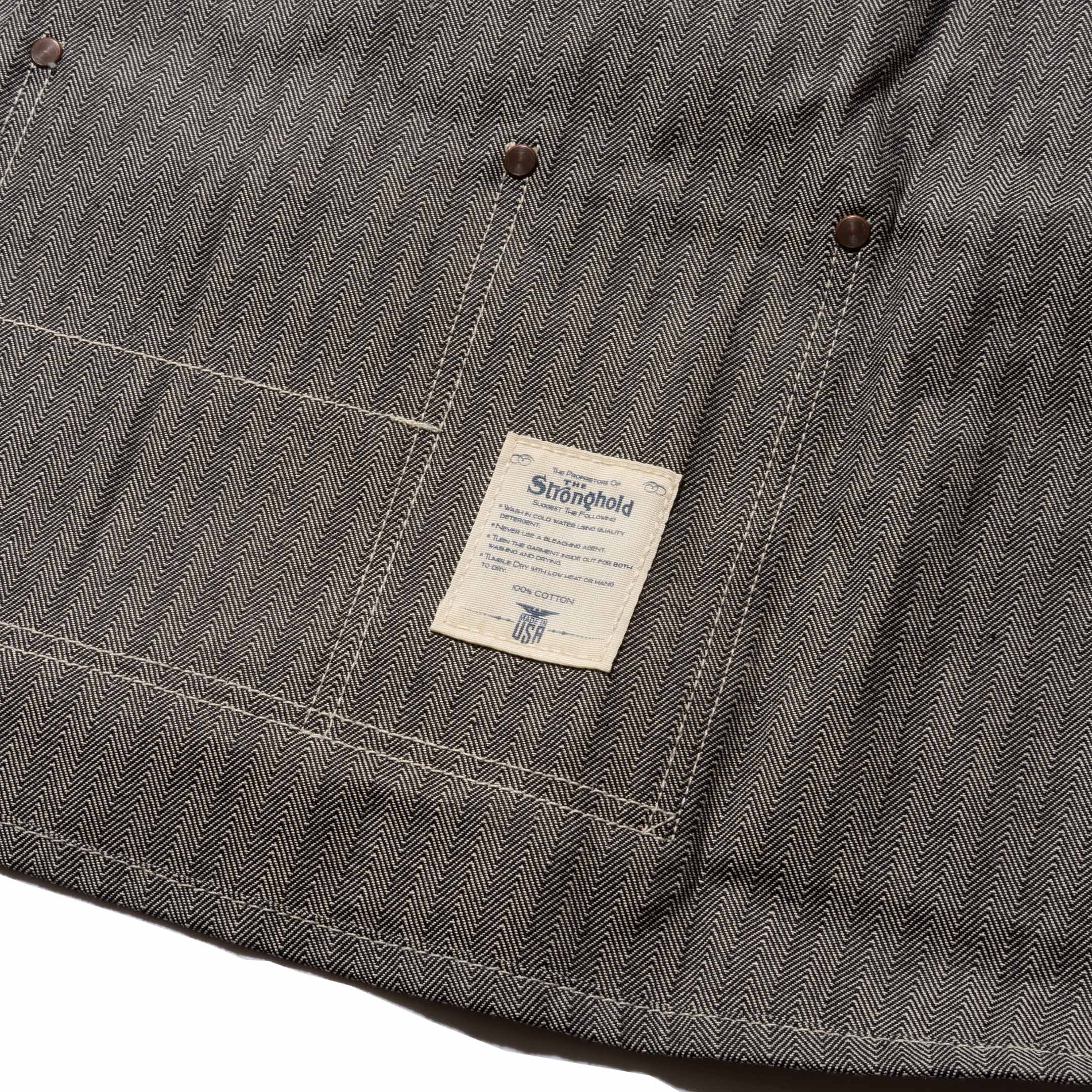 Stronghold DM057 Short Bib Apron 12.5oz Herringbone Selvage Denim-Apron-Clutch Cafe