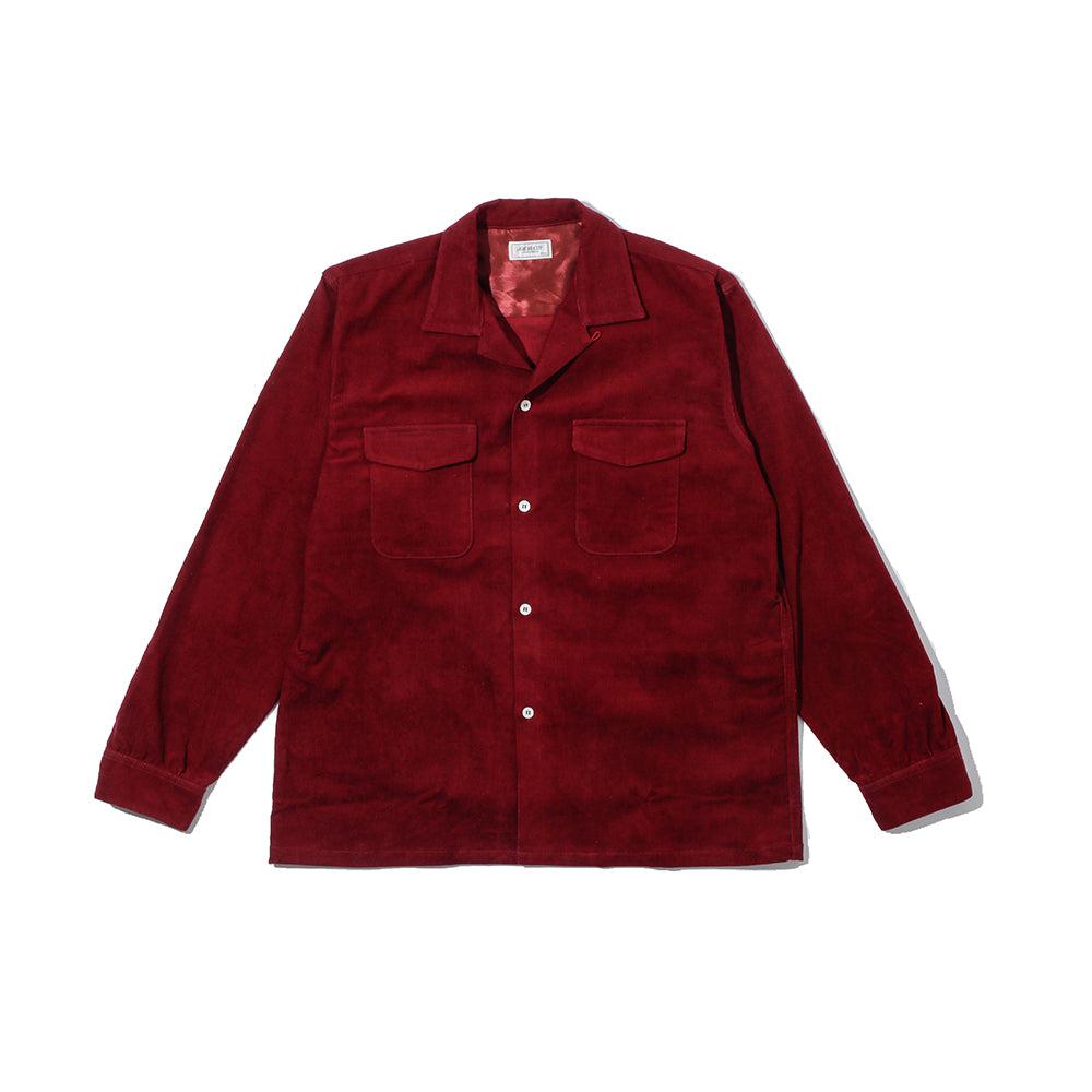 The Real McCoy's Corduroy Open Collar Shirt Burgundy-Shirt-Clutch Cafe