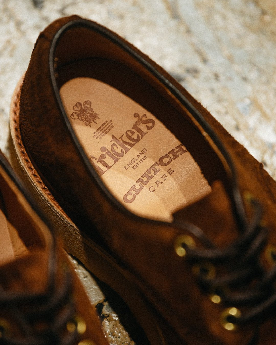 Tricker's For Clutch Cafe Daniel Derby Shoe Ridge Kudu Reverse Suede-Clutch Cafe