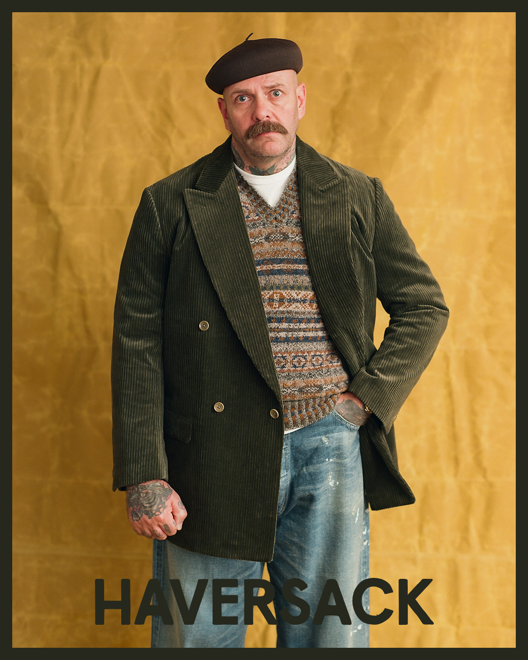 Haversack Corduroy Double Breasted Jacket Green