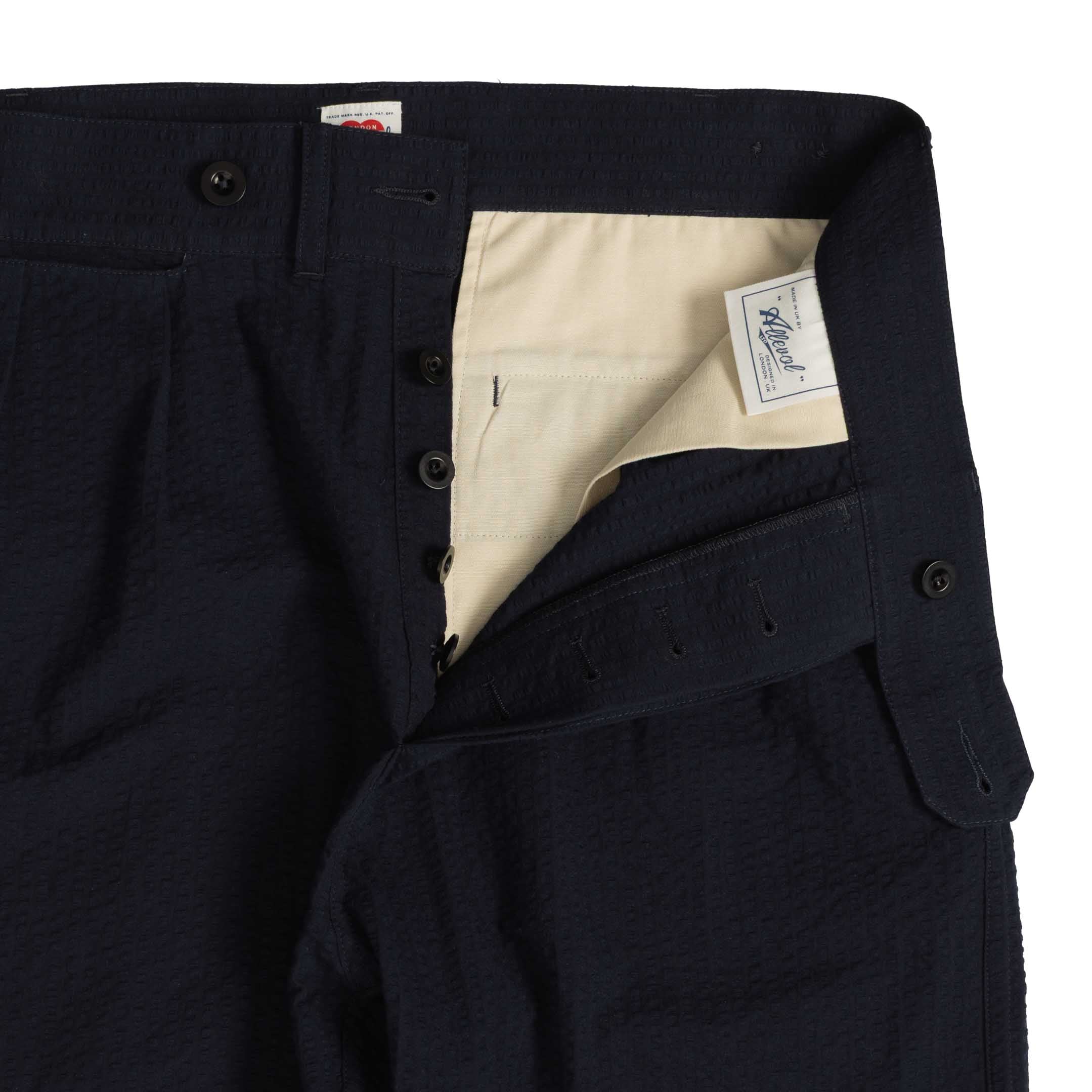 Allevol Brunel Trouser Seersucker Navy-Trousers-Clutch Cafe