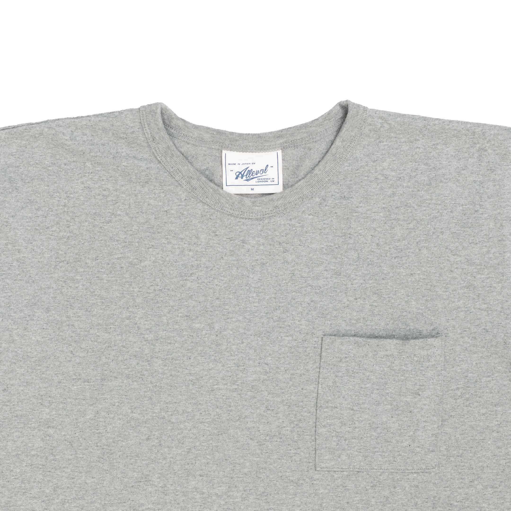 Allevol Heavy Duty Crew Neck Square Pocket T-shirt Grey-T-Shirt-Clutch Cafe