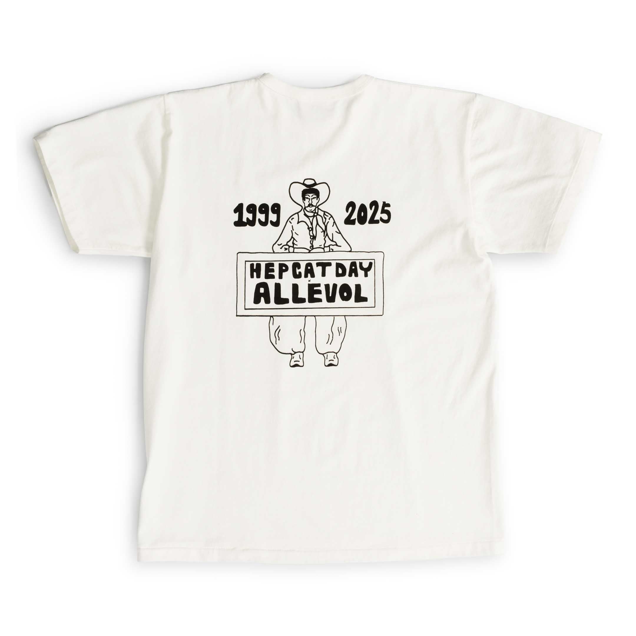 Allevol Heavy Duty Crew Neck T-Shirt White - HEPCAT DAY Print-Clutch Cafe