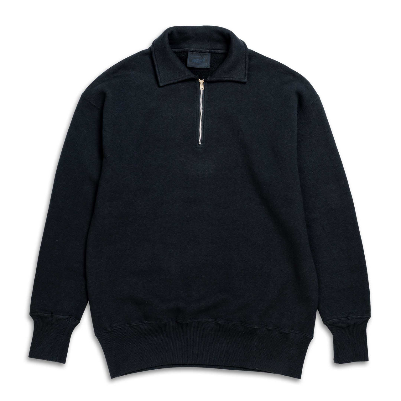 Allevol Loopwheel Quarter Zip Sweatshirt Black-Sweatshirt-Clutch Cafe