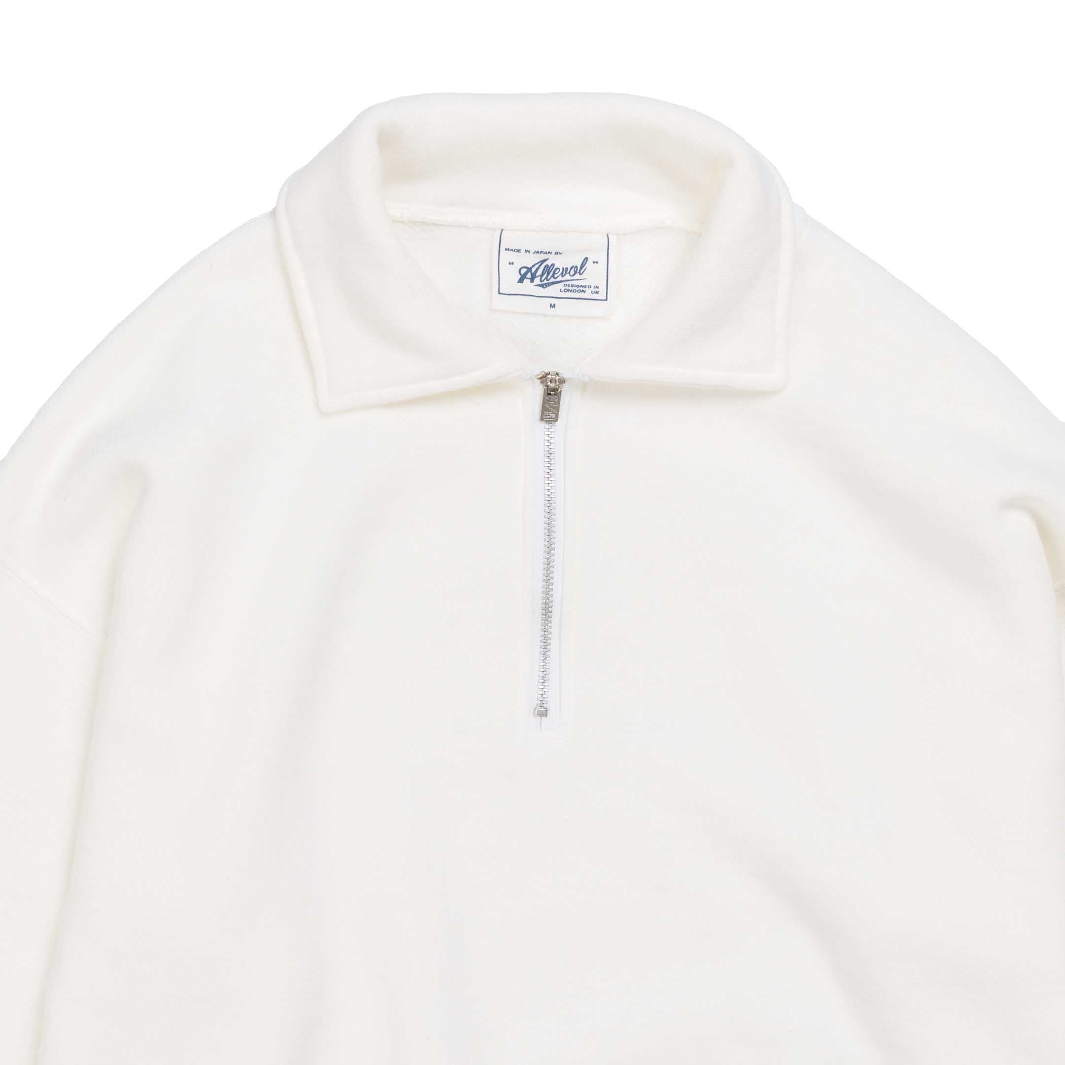 Allevol Loopwheel Quarter Zip Sweatshirt White-Sweatshirt-Clutch Cafe