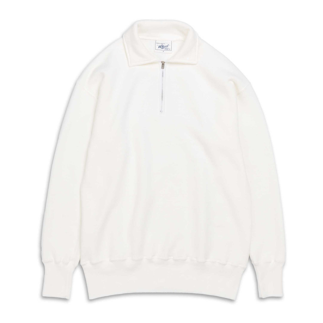 Allevol Loopwheel Quarter Zip Sweatshirt White-Sweatshirt-Clutch Cafe