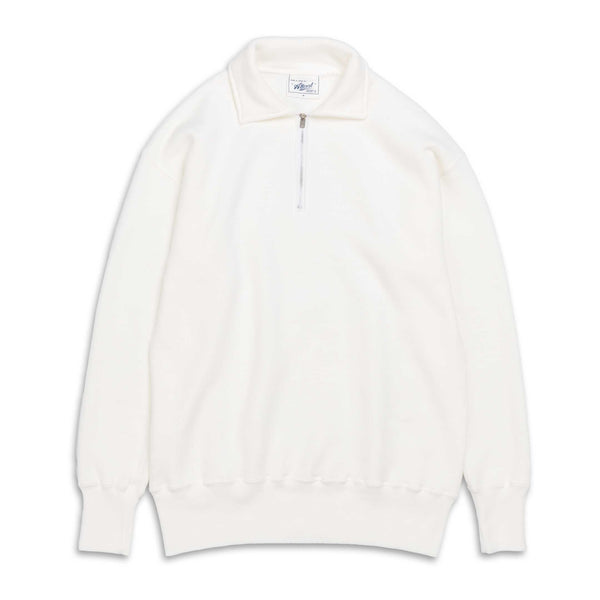 Allevol Loopwheel Quarter Zip Sweatshirt White-Sweatshirt-Clutch Cafe