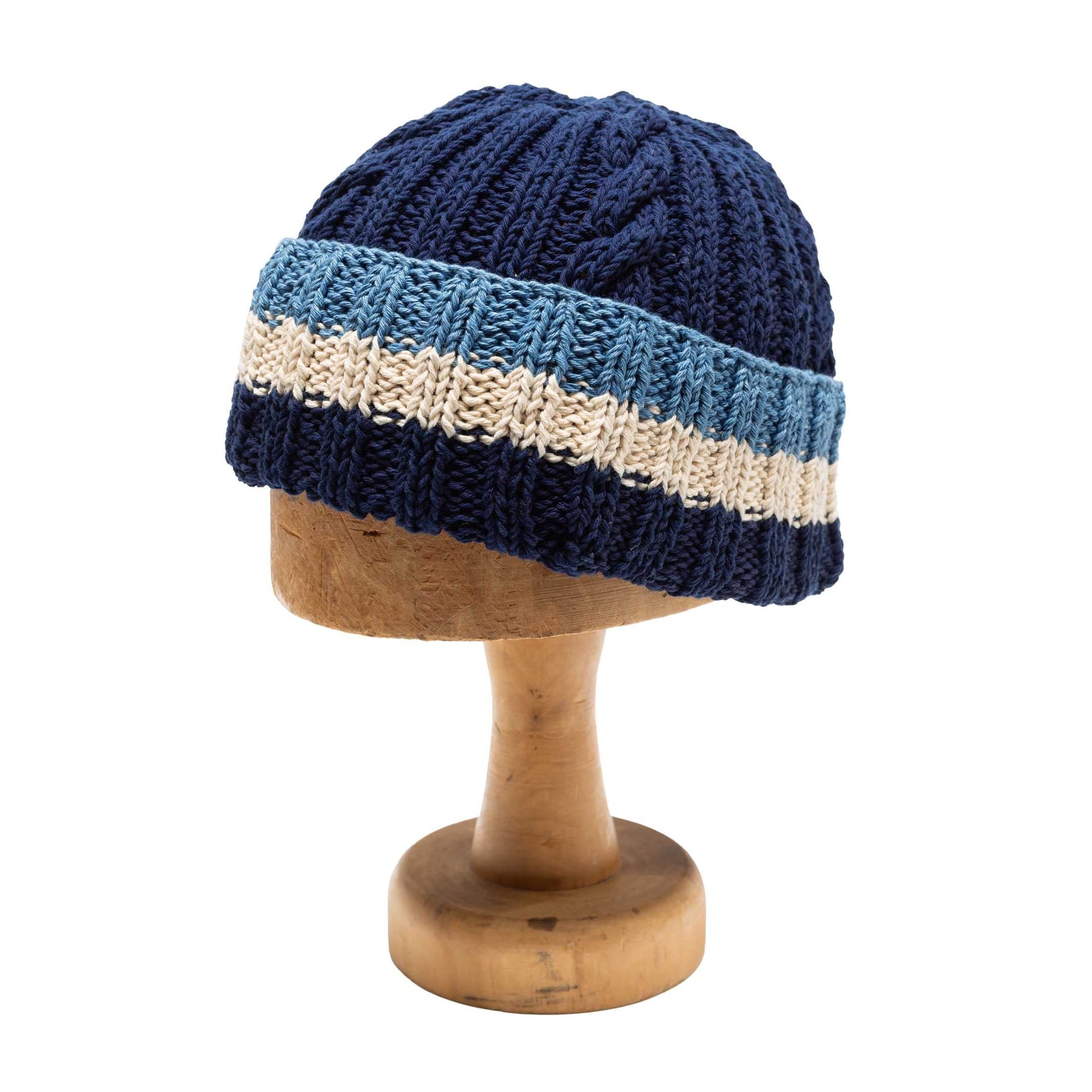 x Rib & Cable Hat Marine