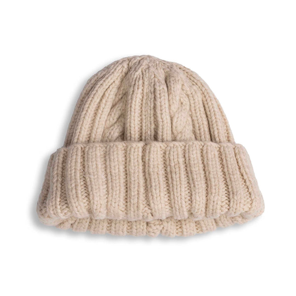 Allevol x Inverallan 22F Rib & Cable Hat Merino Lambswool Linen 280-Hat-Clutch Cafe