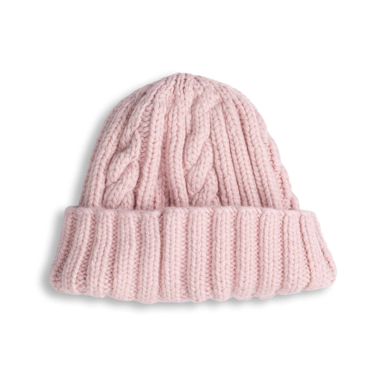 Allevol x Inverallan 22F Rib & Cable Hat Merino Lambswool Pink Gin 333-Hat-Clutch Cafe