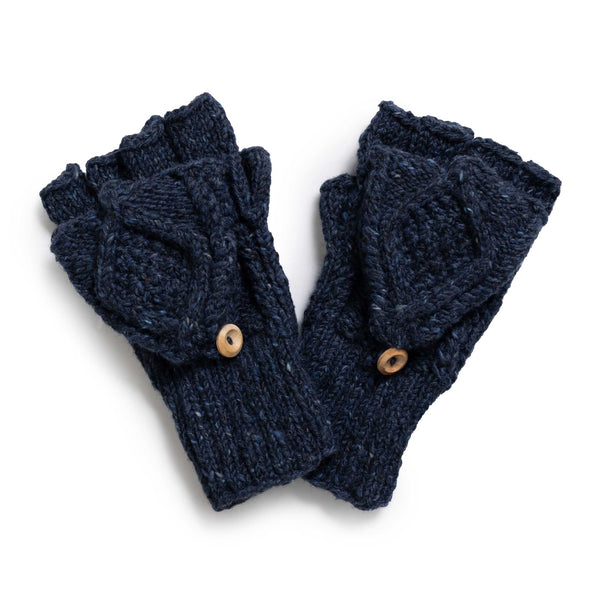 Allevol x Inverallan 22S Diamond Fingerless Gloves w/Cover Mohair Tweed Blueberry-Gloves-Clutch Cafe
