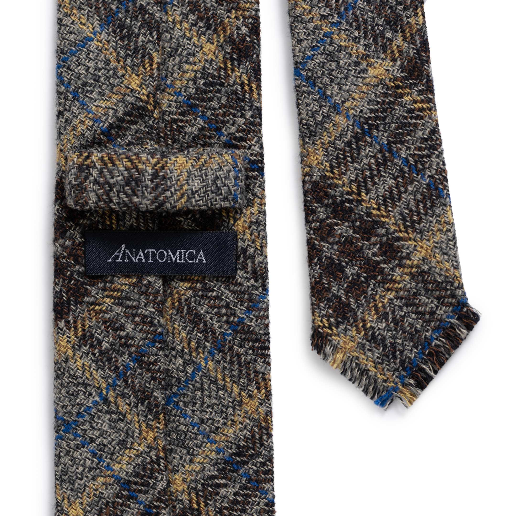 Anatomica Hand Fringe Tie Cotton Tweed Grey-Tie-Clutch Cafe
