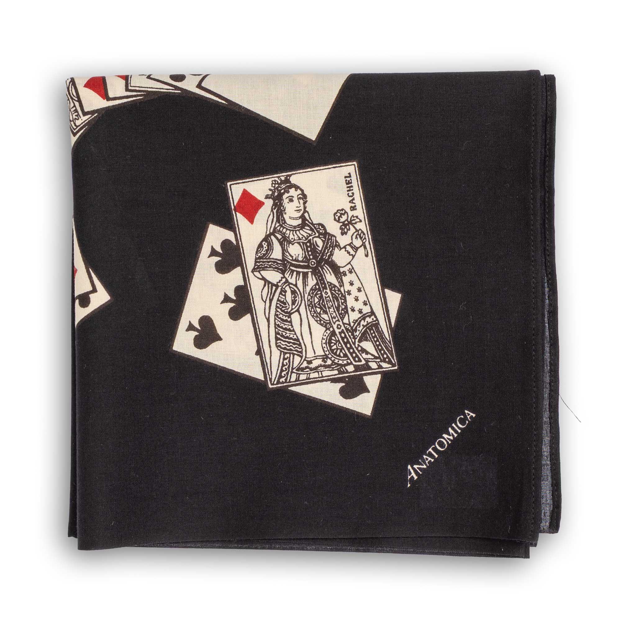 Anatomica Playing Cards Scarf Black-Bandana-Clutch Cafe
