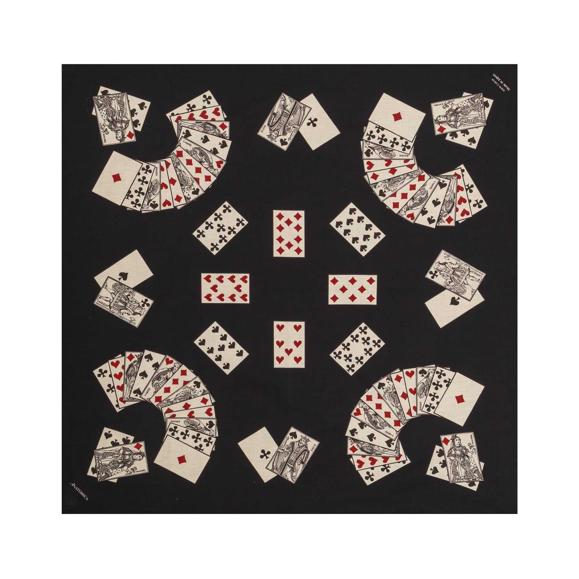 Anatomica Playing Cards Scarf Black-Bandana-Clutch Cafe