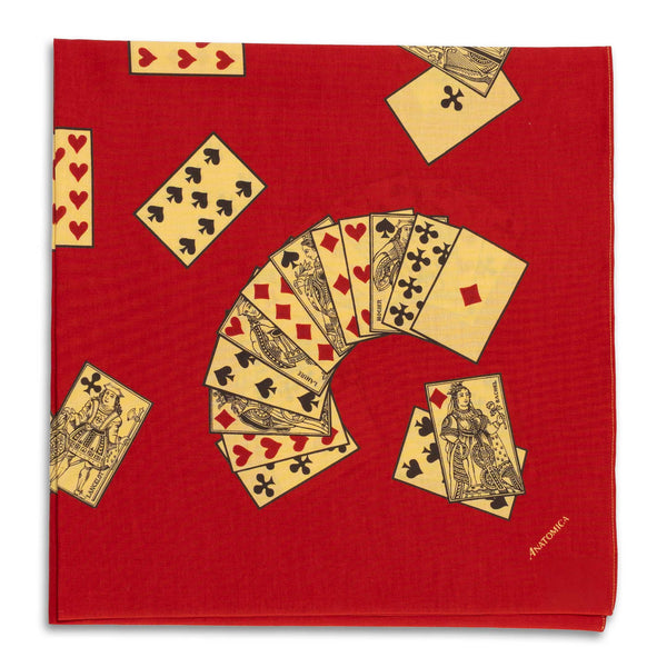 Anatomica Playing Cards Scarf Red-Bandana-Clutch Cafe