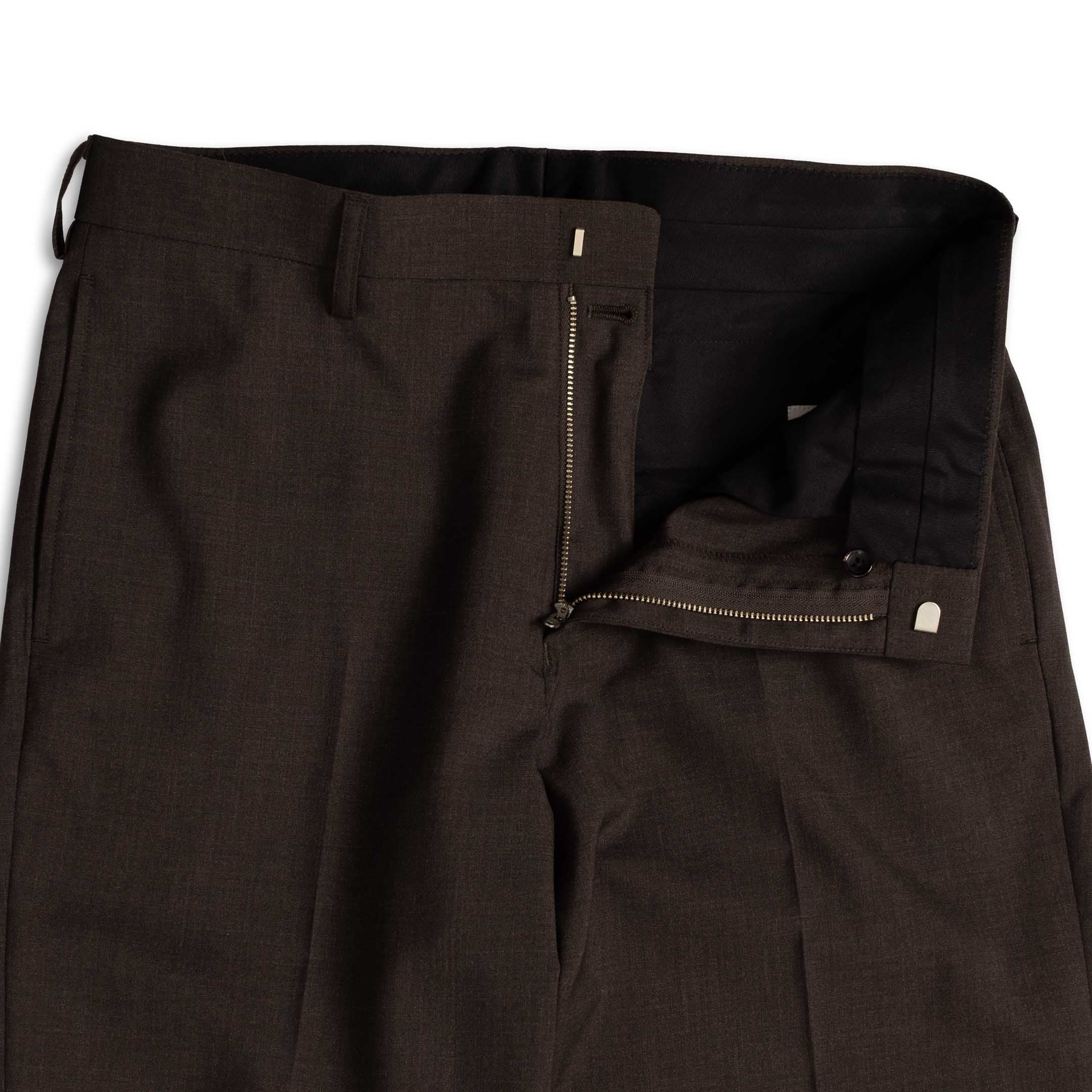 Anatomica Trim Stem Pants Summer Wool Brown-Trousers-Clutch Cafe