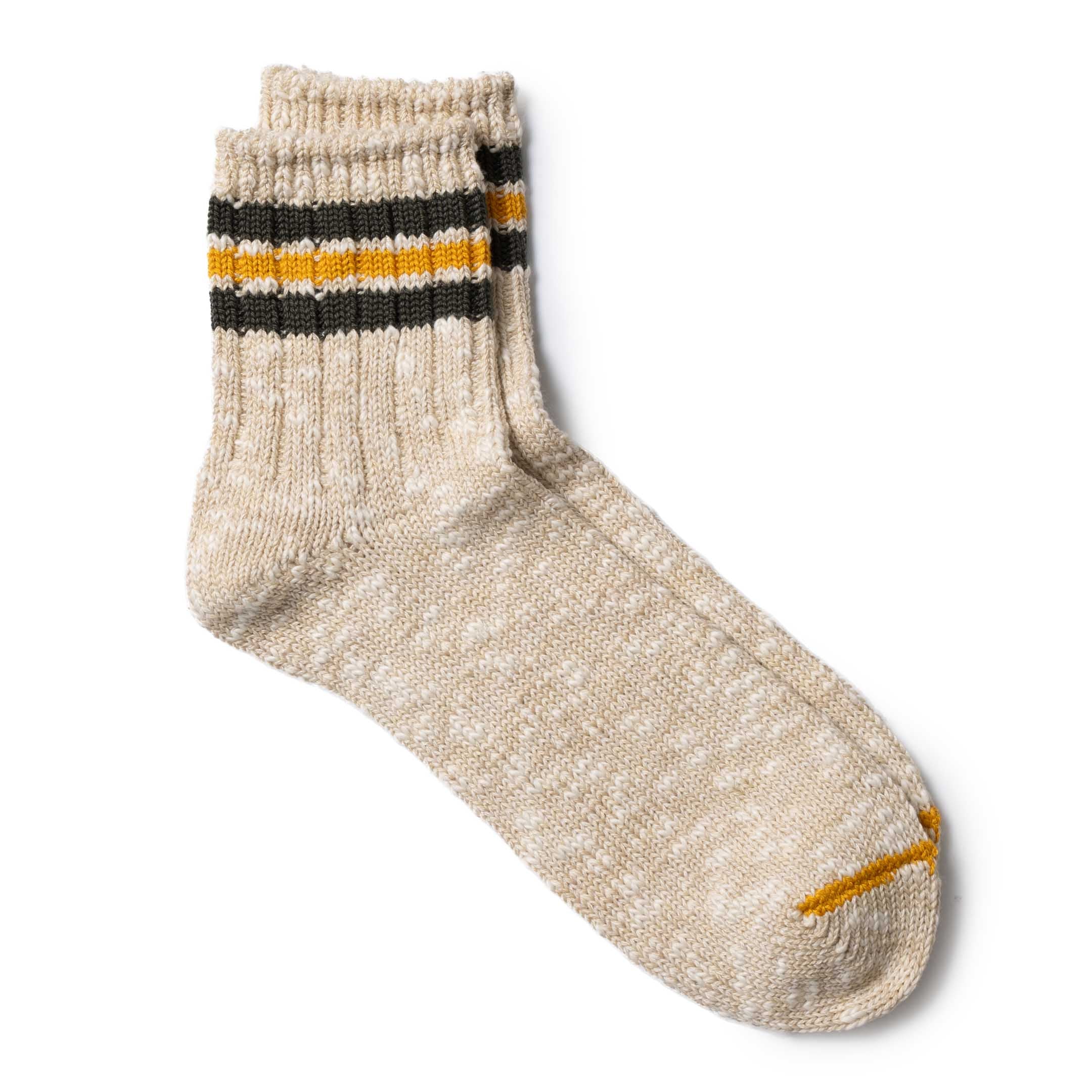 Anonymous Ism 3Line Slub Q Sock Beige-Socks-Clutch Cafe