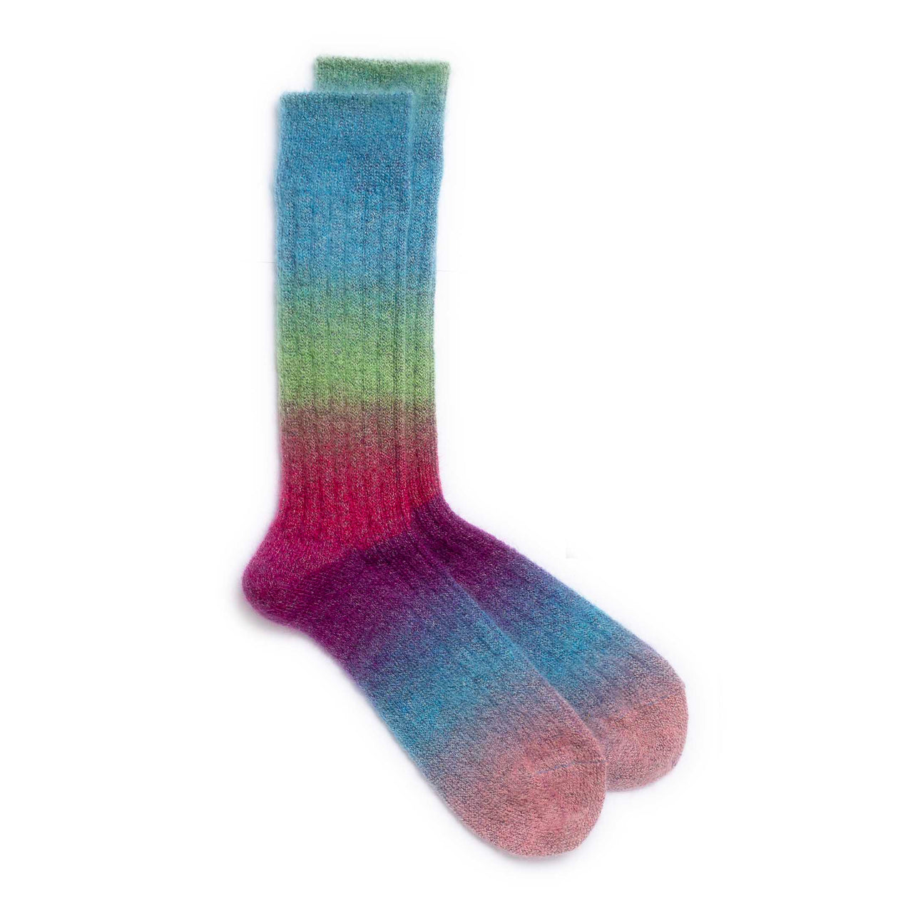 Anonymous Ism Mohair Rib Crew Sock Multi-Socks-Clutch Cafe