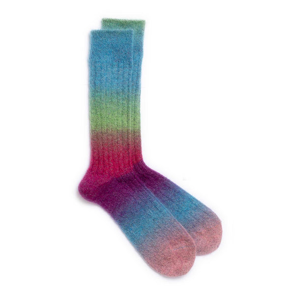 Anonymous Ism Mohair Rib Crew Sock Multi-Socks-Clutch Cafe