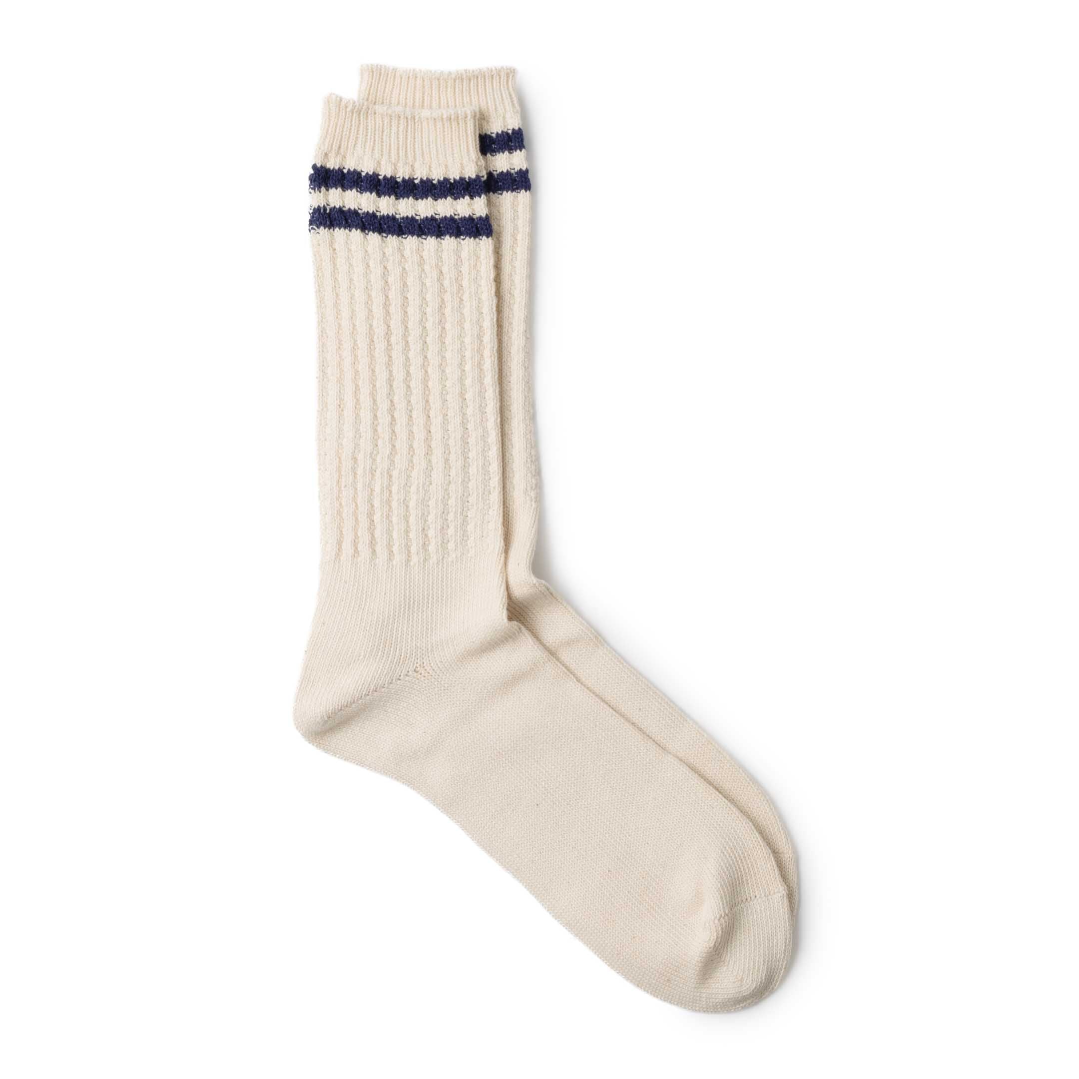 Anonymous Ism OC 2Line Pique Rib Crew Sock Navy-Socks-Clutch Cafe