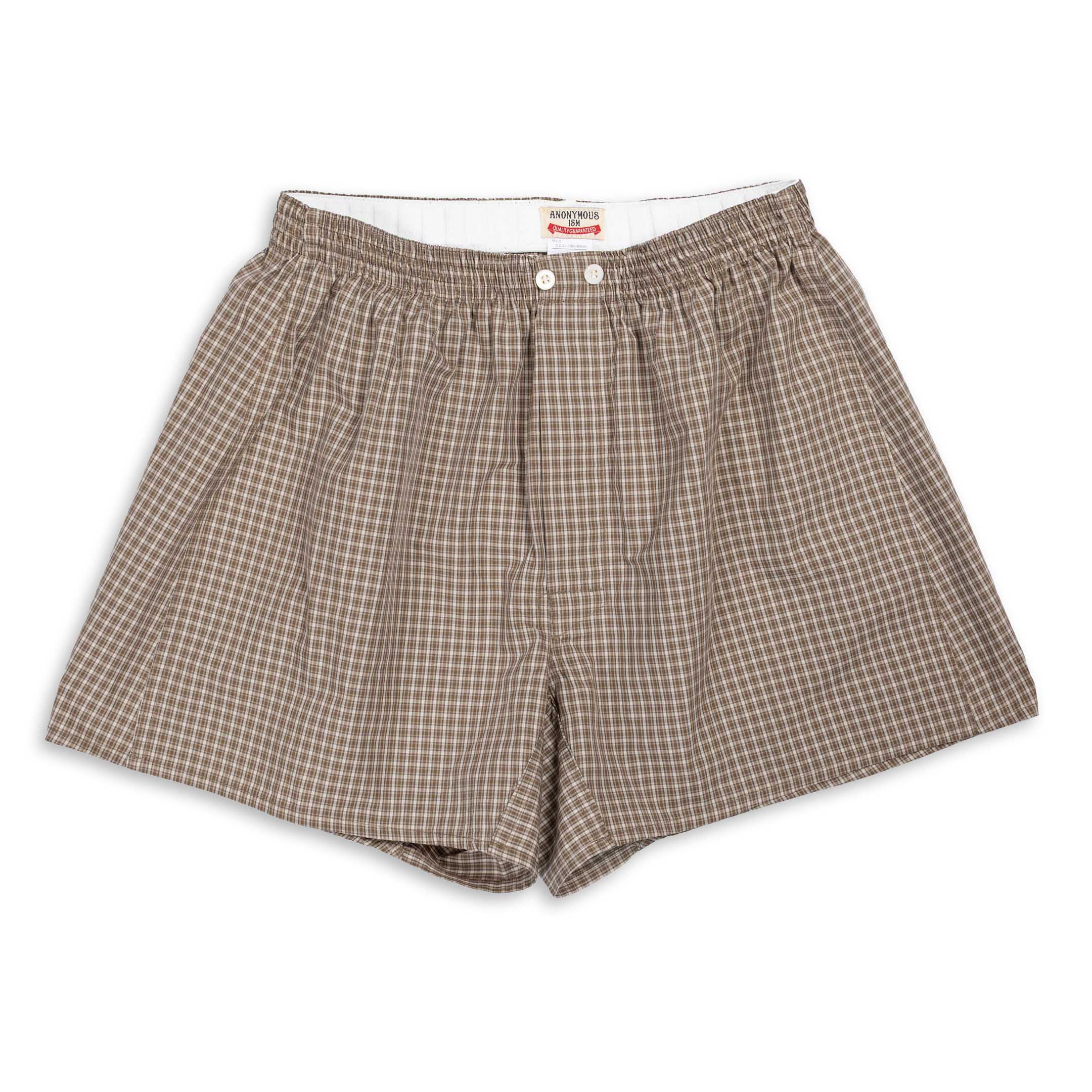 Anonymous Ism OC Micro Plaid Boxer Shorts Brown-Boxer Shorts-Clutch Cafe