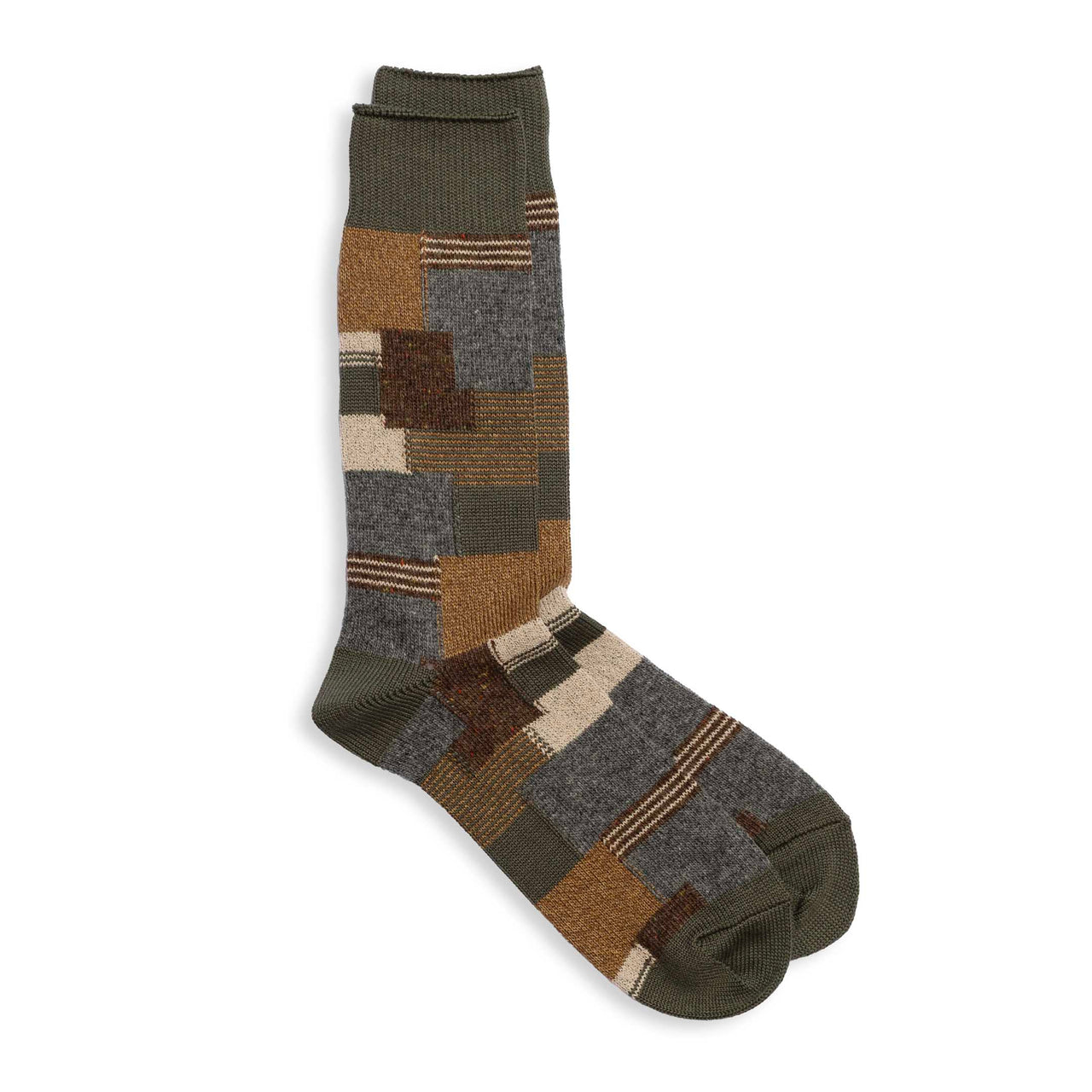 Anonymous Ism Patchwork Crew Sock Khaki-Socks-Clutch Cafe
