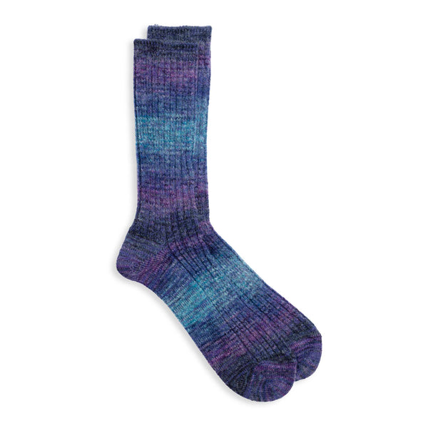 Anonymous Ism Splash Pattern Crew Sock Indigo-Socks-Clutch Cafe