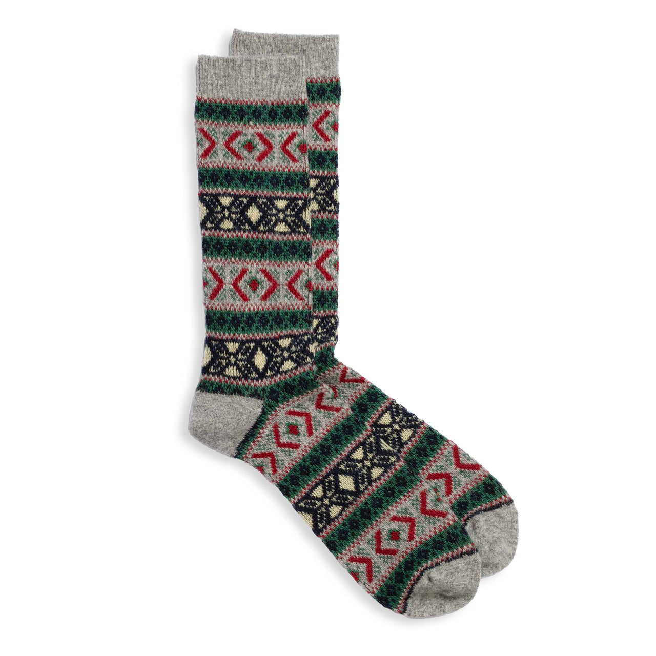 Anonymous Ism Wool Jacquard Crew Sock M. Grey-Socks-Clutch Cafe