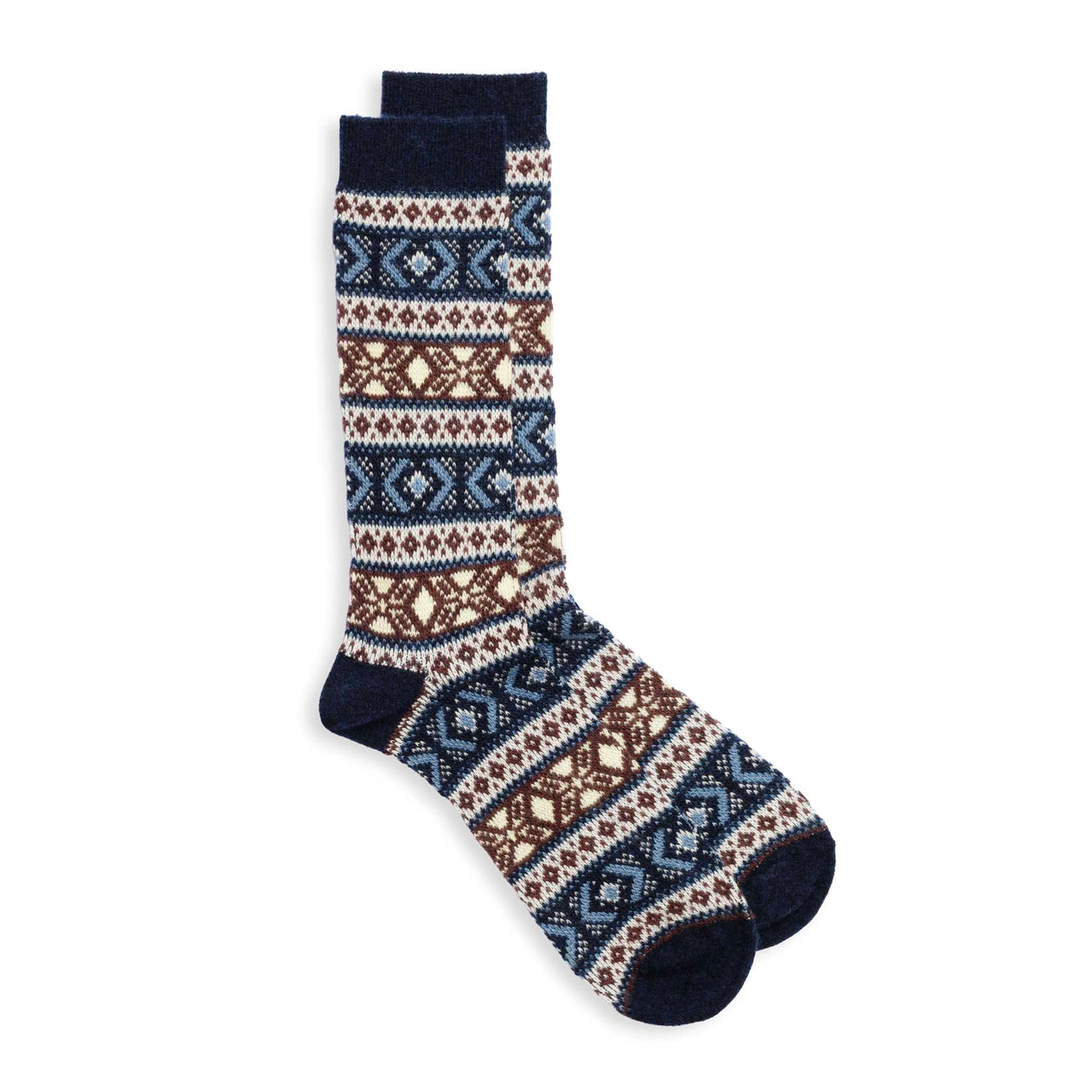 Anonymous Ism Wool Jacquard Crew Sock Navy-Socks-Clutch Cafe