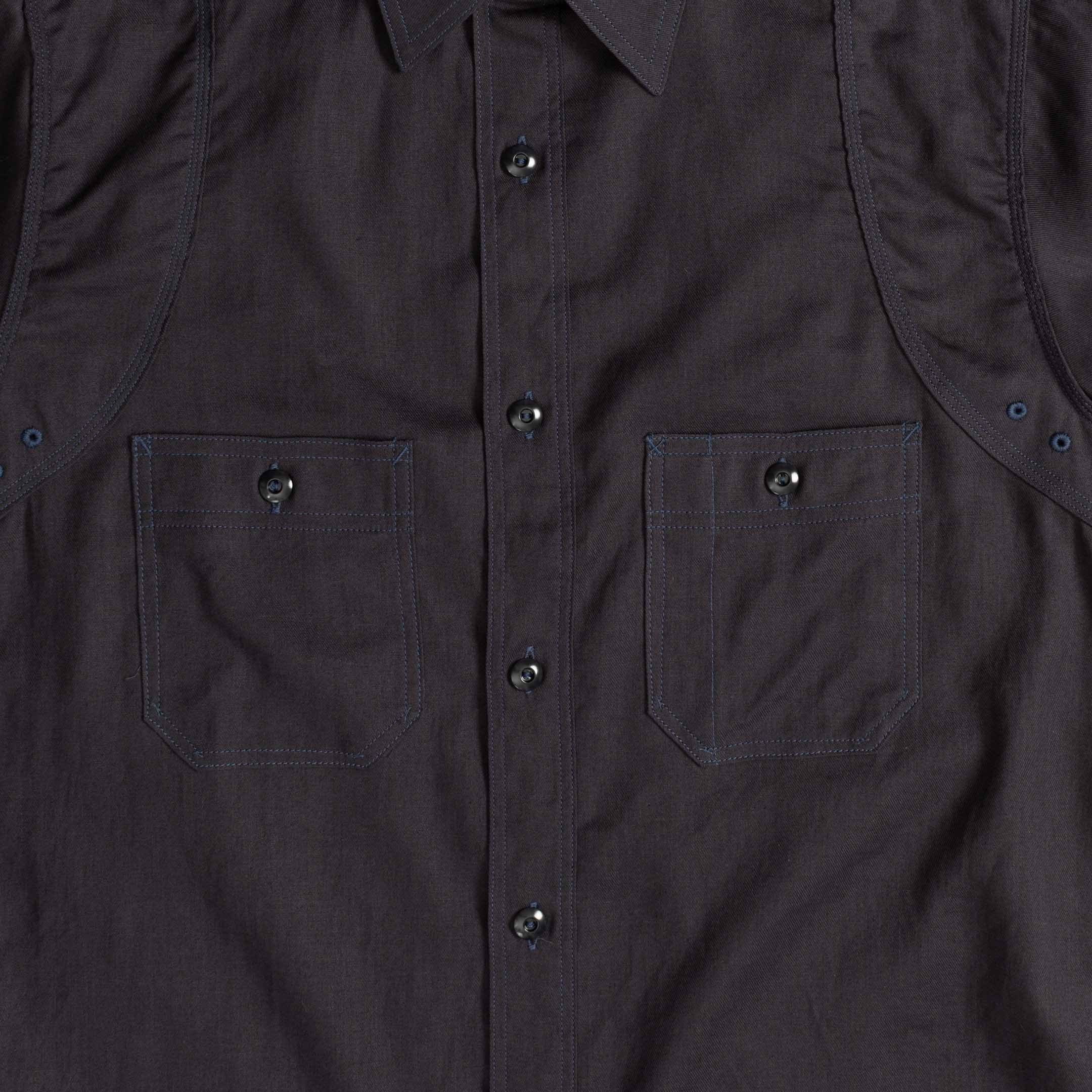 Big Yank Flyer Shirt Cotton/Linen Twill Navy-Shirt-Clutch Cafe
