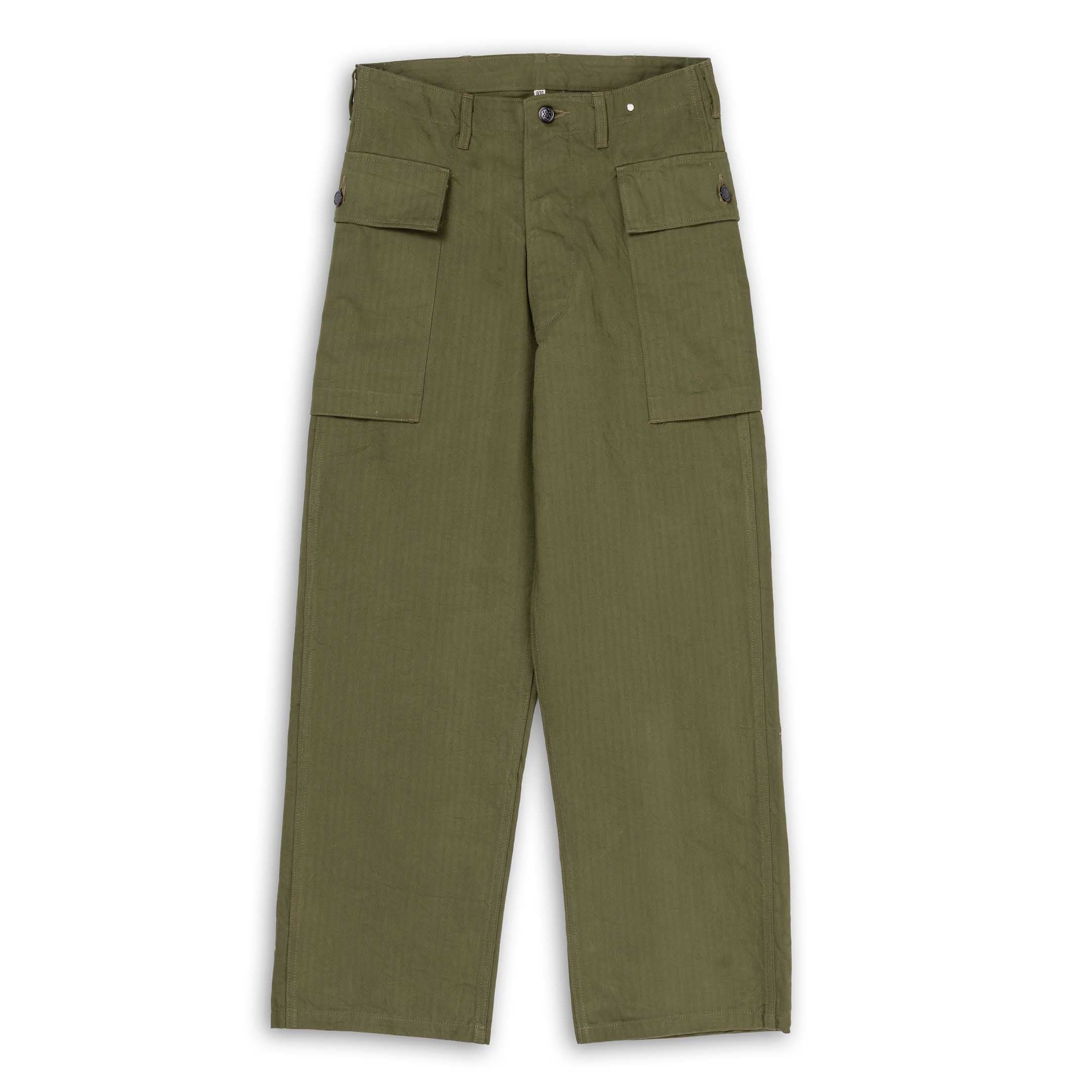 Buzz Rickson’s バズリクソンズ　TROUSERS Buzz Rickson's Trousers, Herringbone Twill Special Olive – Clutch Cafe
