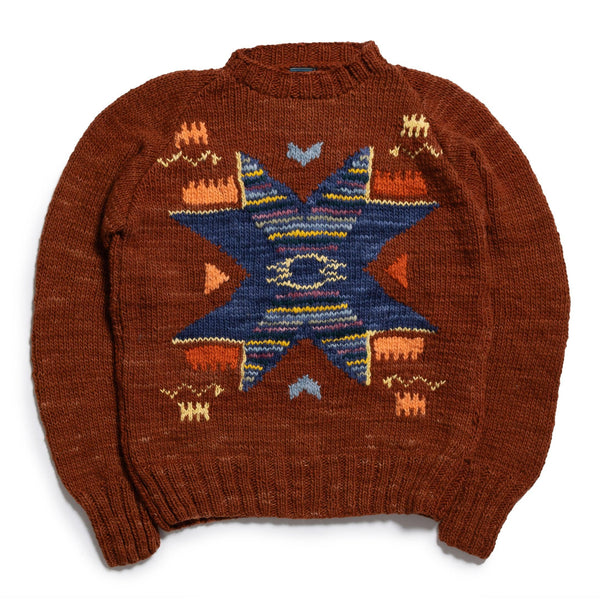 Chamula Antique Star Pullover Red Rust-Knitwear-Clutch Cafe