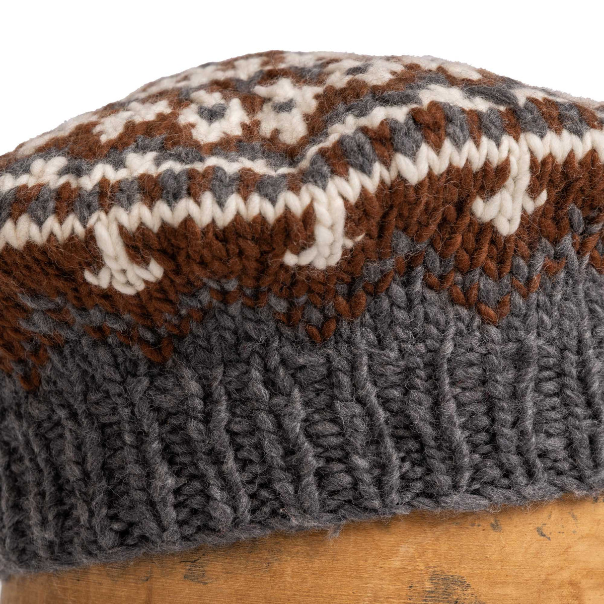 Chamula Double Beret Fair Isle #6 Lt. Grey-Hat-Clutch Cafe