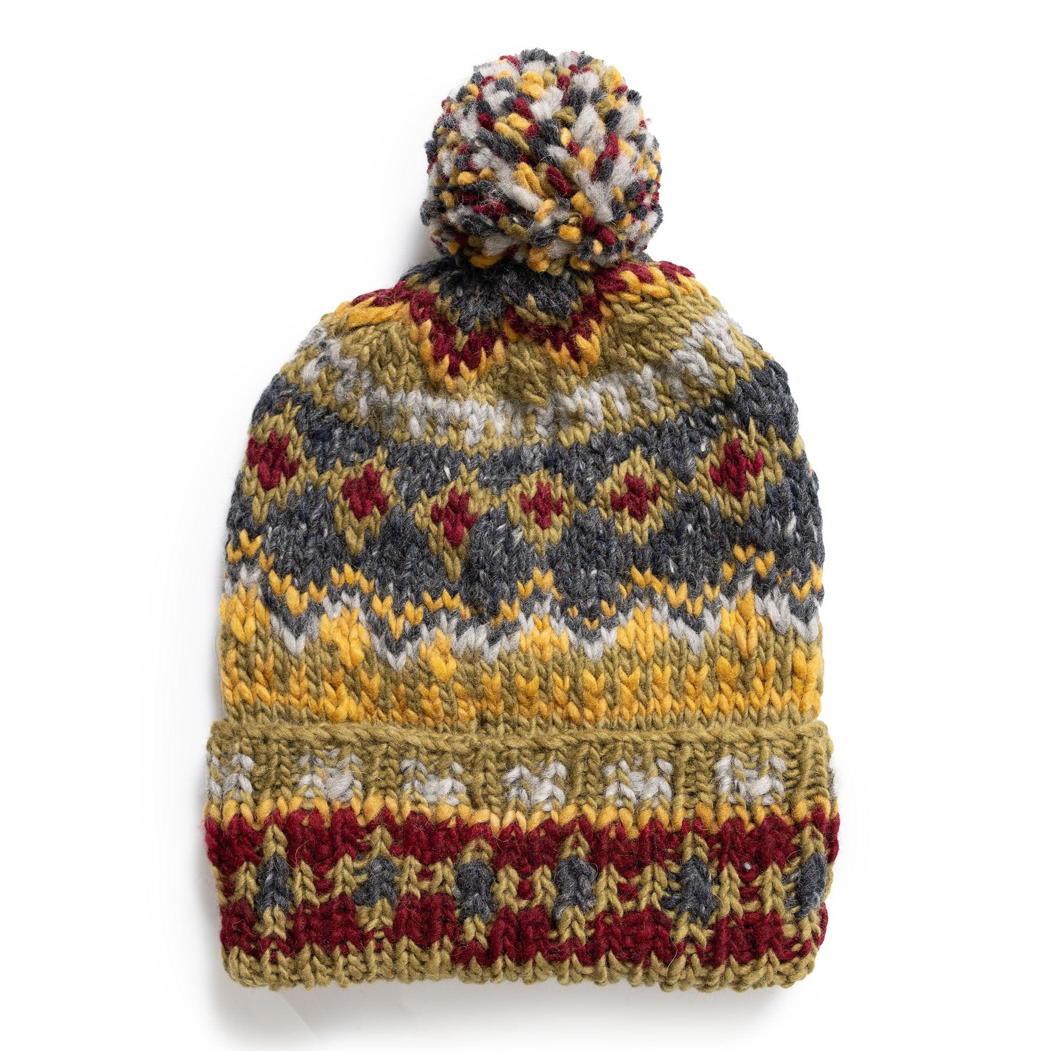 Chamula Double Cuff Cap Fair Isle #3 Dark Alfalfa-Hat-Clutch Cafe