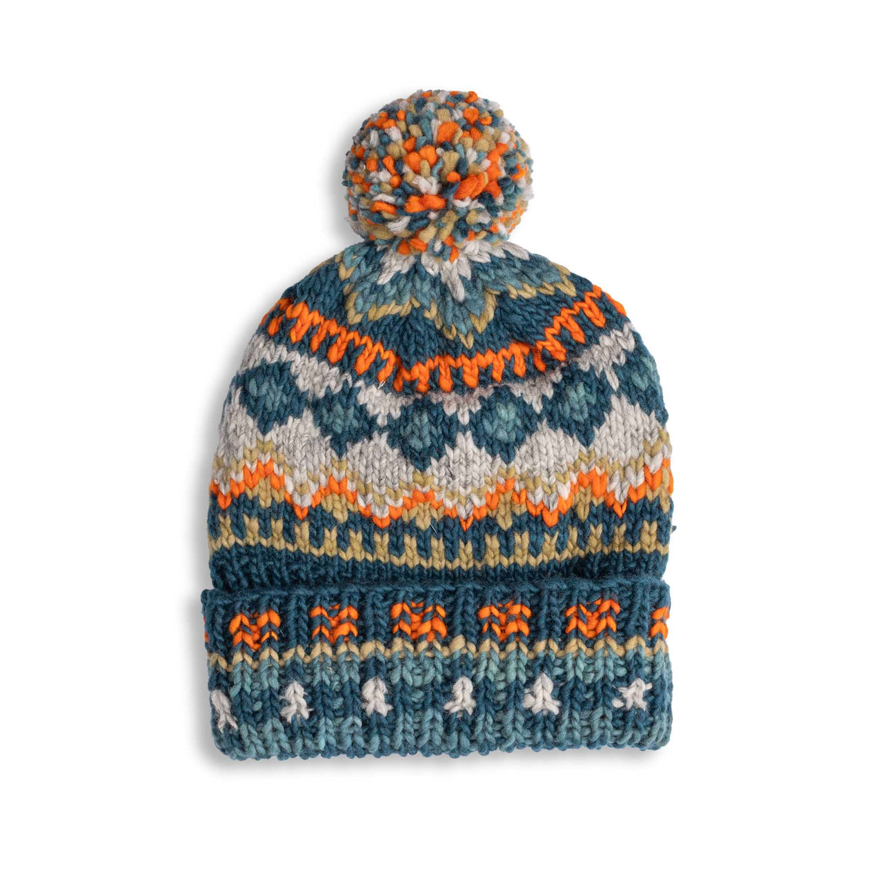 Chamula Double Cuff Cap Fair Isle #3 Dark Real Indigo-Hat-Clutch Cafe