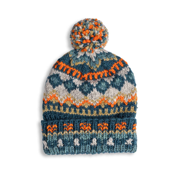 Chamula Double Cuff Cap Fair Isle #3 Dark Real Indigo-Hat-Clutch Cafe