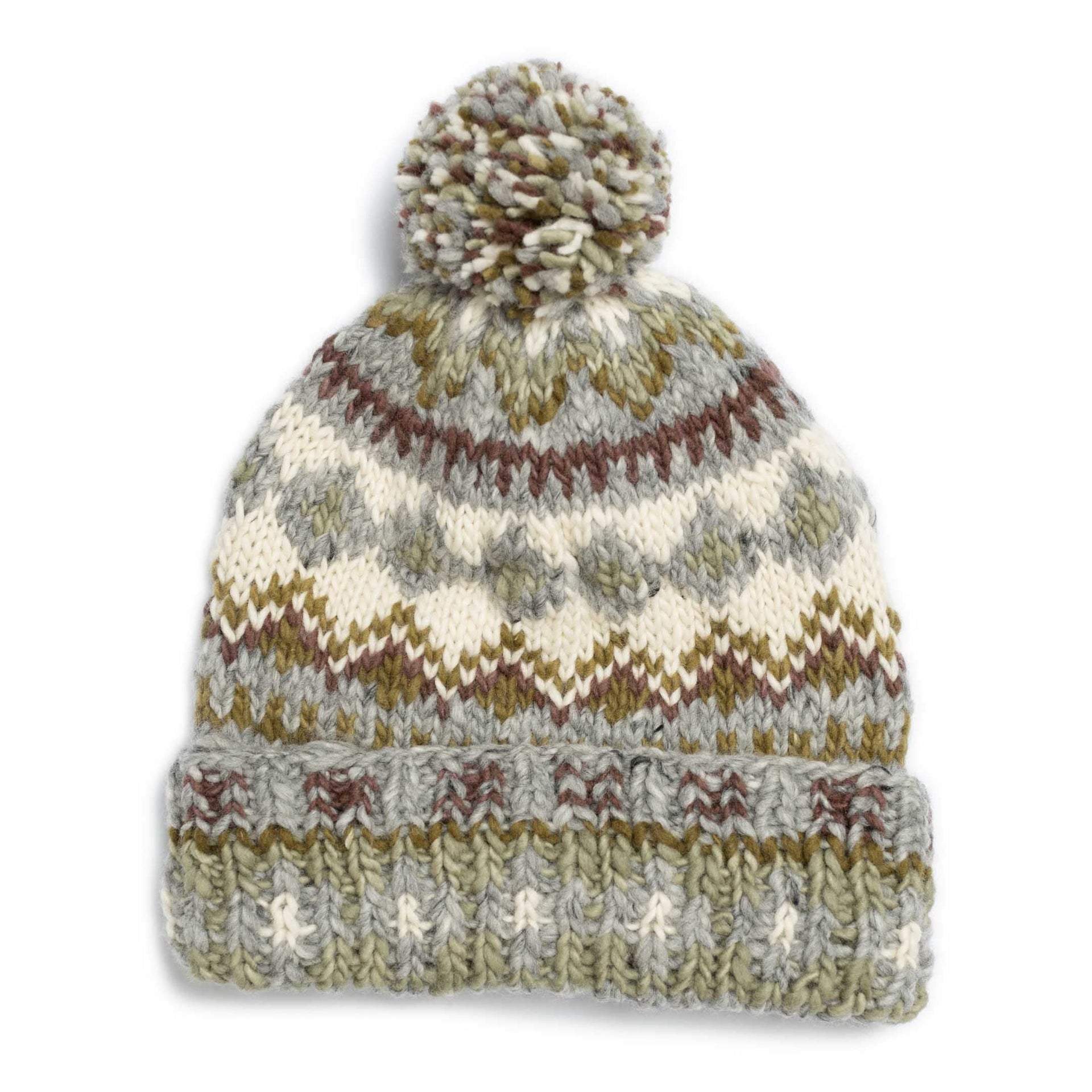 Double Cuff Cap Fair Isle #3 Pearl