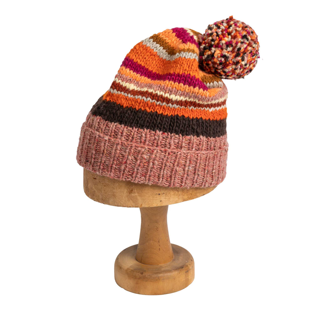 Chamula Double Cuff Cap Navajo Stripe Lt. Chicle-Hat-Clutch Cafe