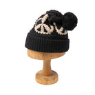 Chamula Double Cuff Cap Peace Crochet Black-Hat-Clutch Cafe