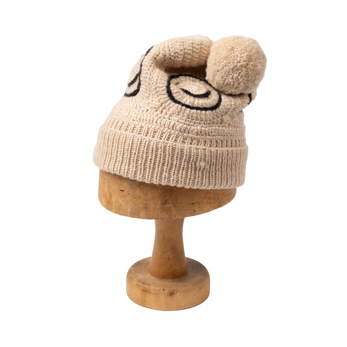 Chamula Double Cuff Cap Smiley Crochet Tan-Hat-Clutch Cafe
