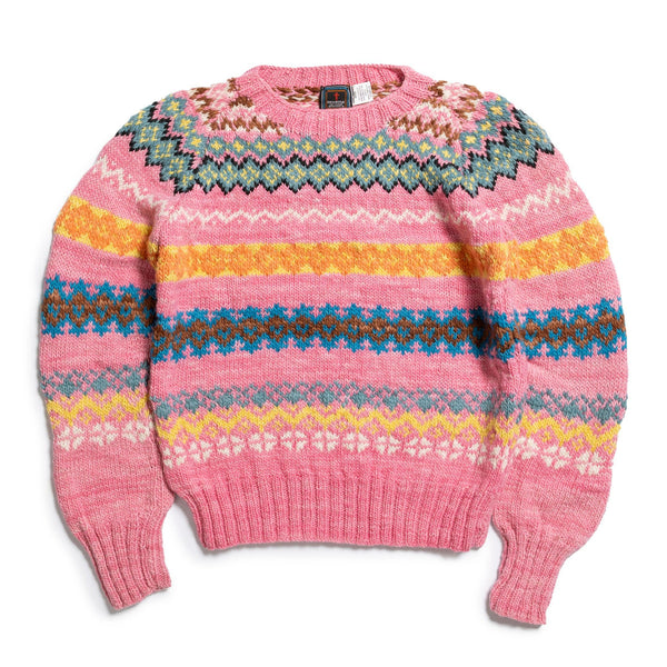 Chamula Fair Isle #8 Pullover Sweater Lt. Pink-Knitwear-Clutch Cafe