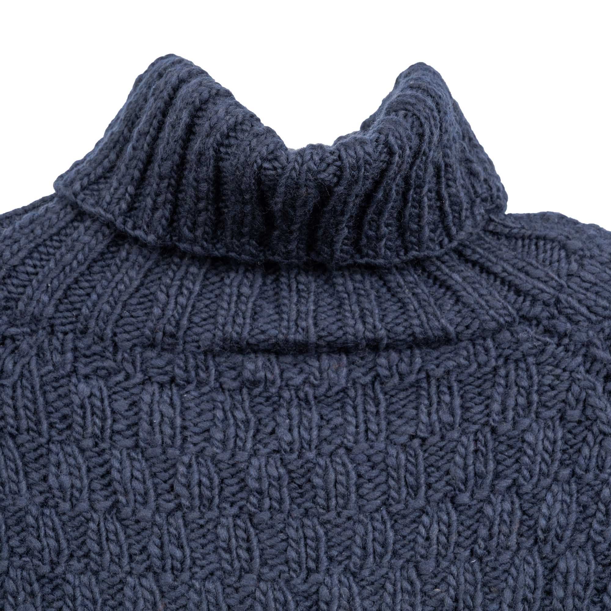 Chamula Fisherman Turtleneck Pullover Dark Navy-Knitwear-Clutch Cafe