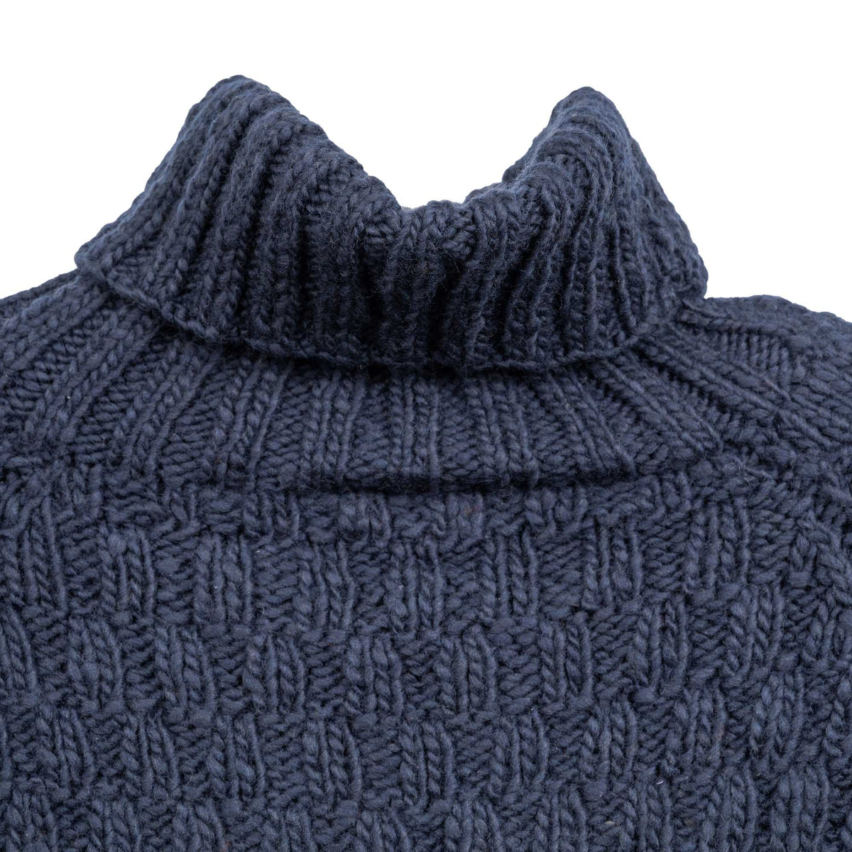 Chamula Fisherman Turtleneck Pullover Dark Navy-Knitwear-Clutch Cafe