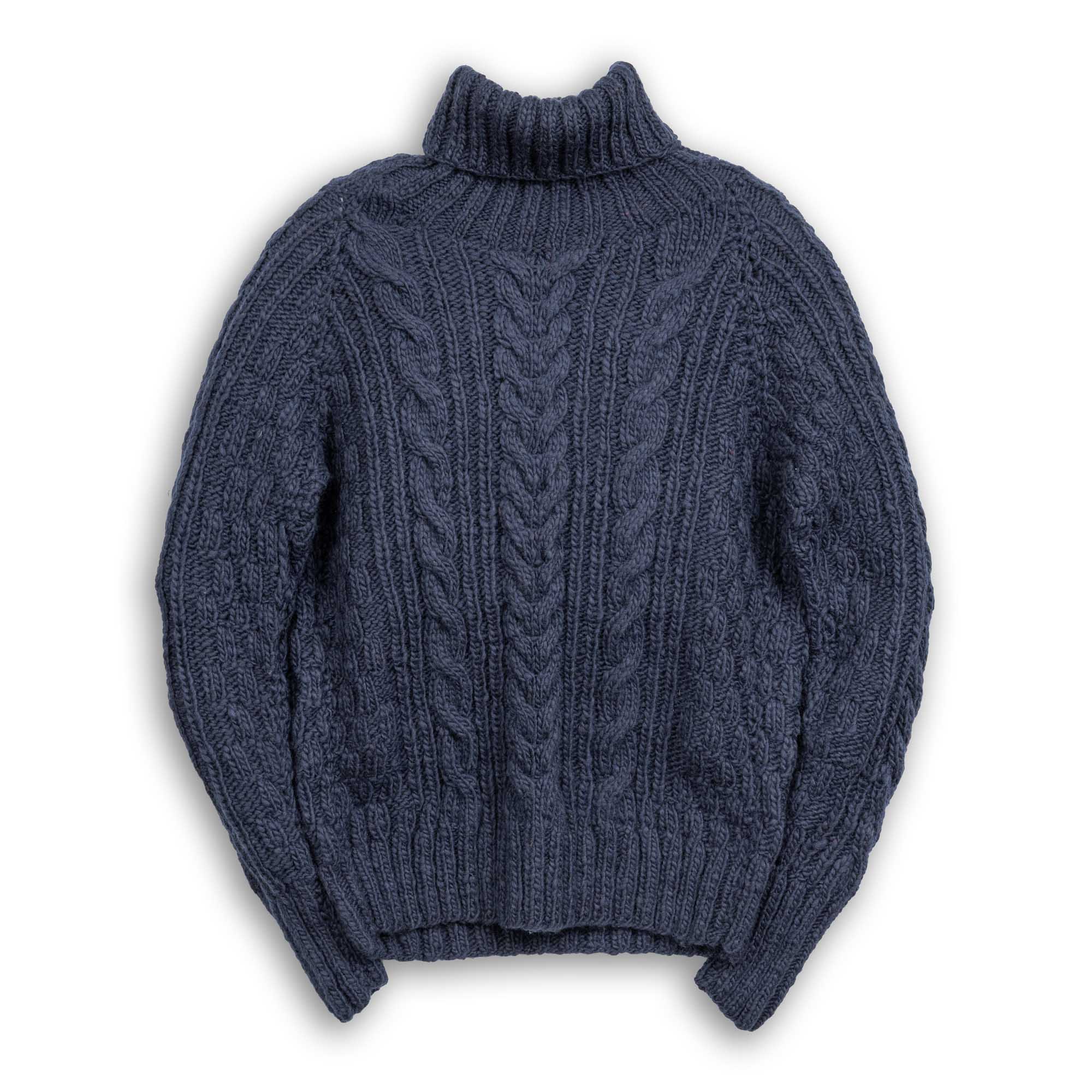 Chamula Fisherman Turtleneck Pullover Dark Navy-Knitwear-Clutch Cafe