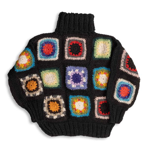 Chamula Granny Square Turtleneck Pullover Black-Knitwear-Clutch Cafe