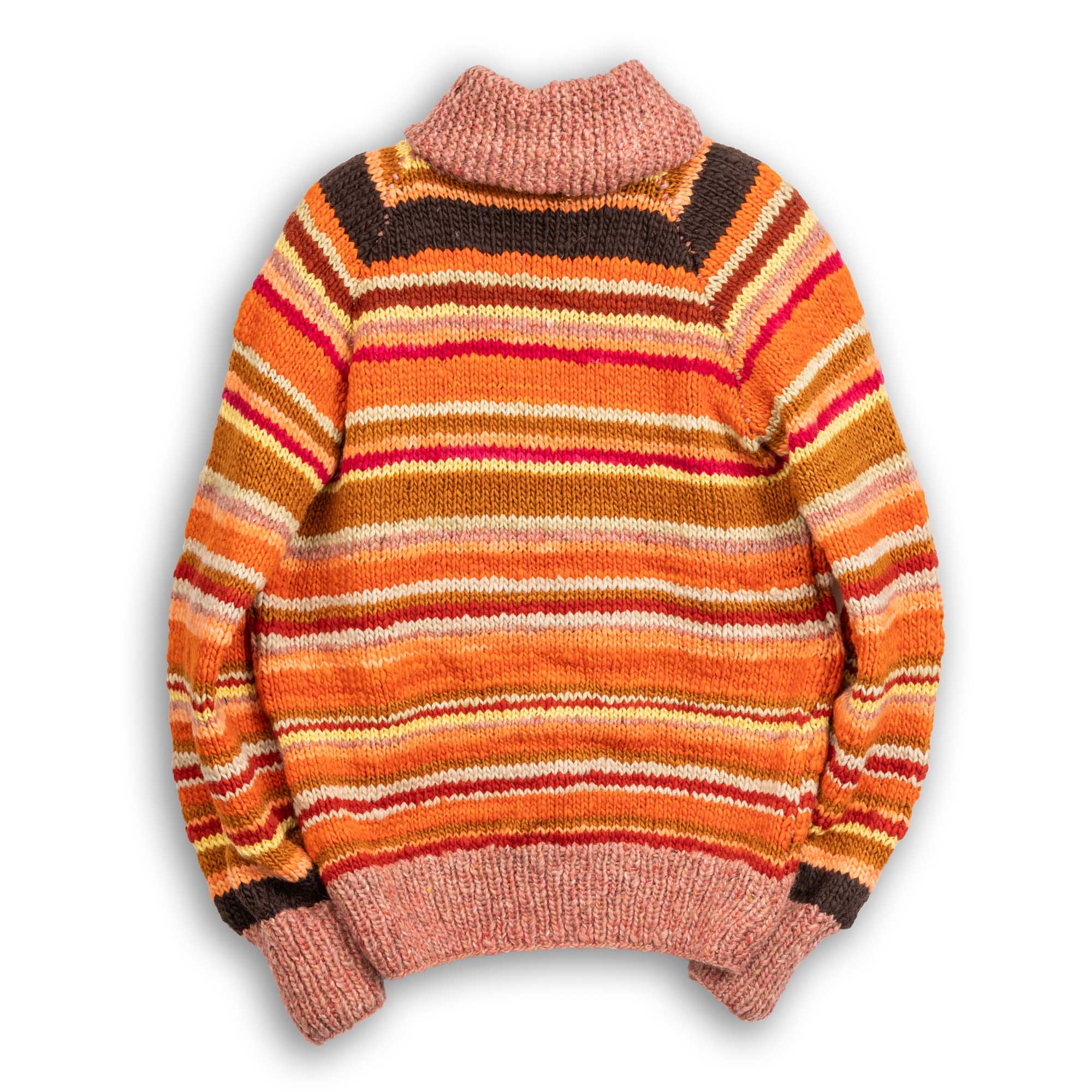 Chamula Navajo Stripe Zipper Cardigan Lt. Chicle-Knitwear-Clutch Cafe
