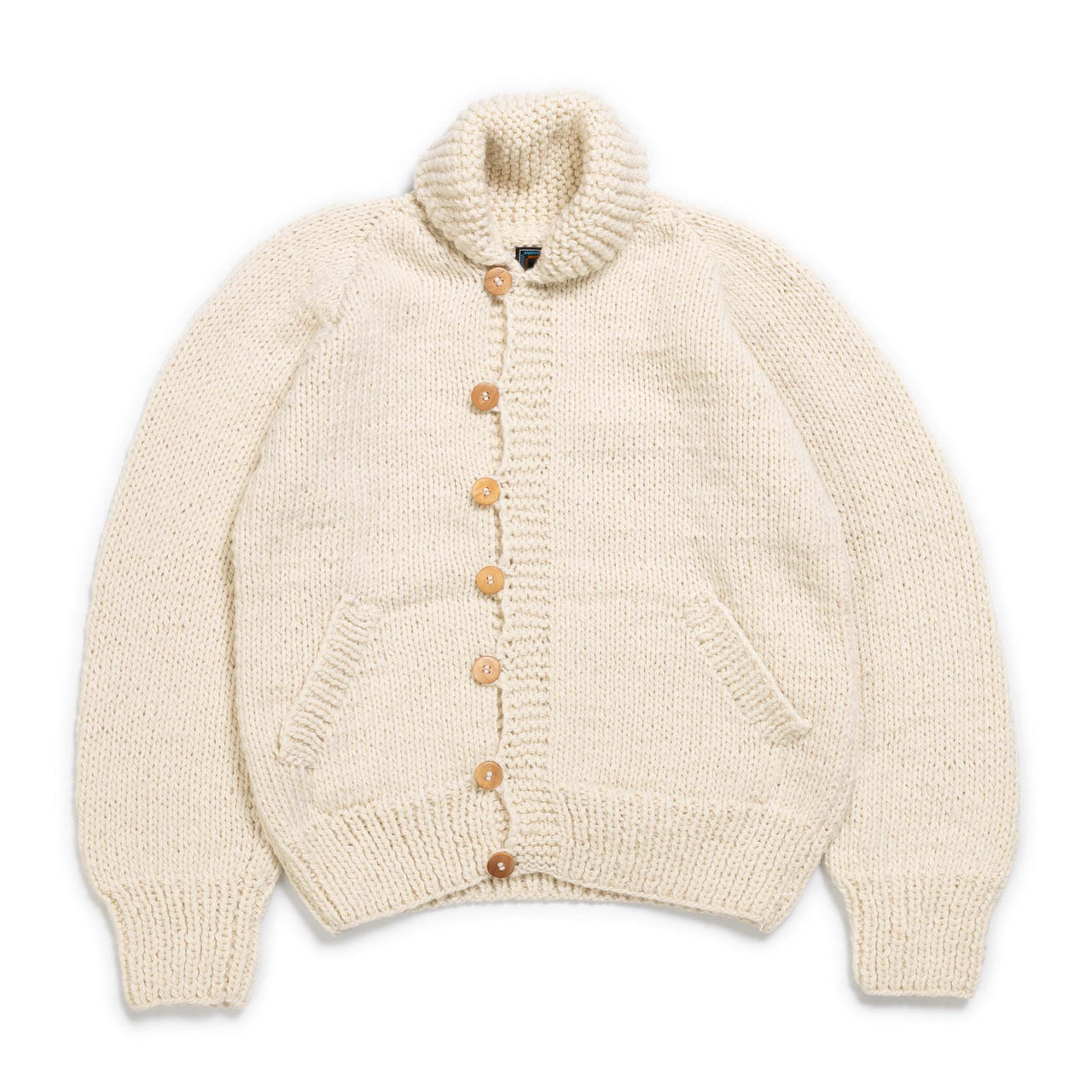 Chamula Shawl Collar Loop Button Cardigan Ivory-Knitwear-Clutch Cafe