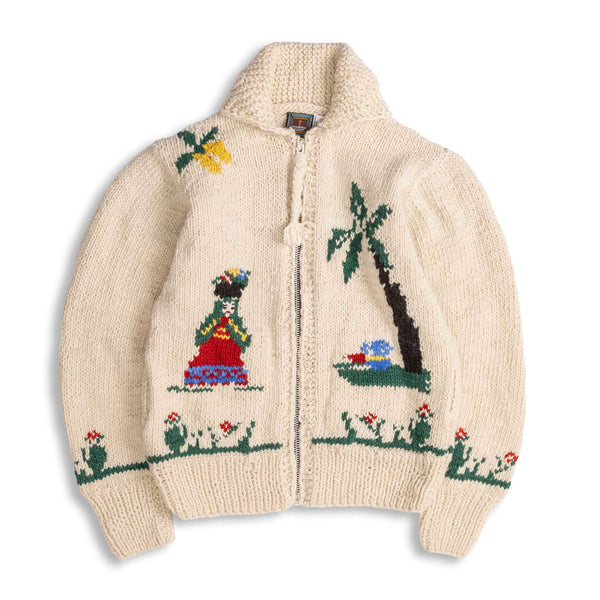 Chamula Souvenir Paisaje Zipper Cardigan Ivory-Cardigan-Clutch Cafe